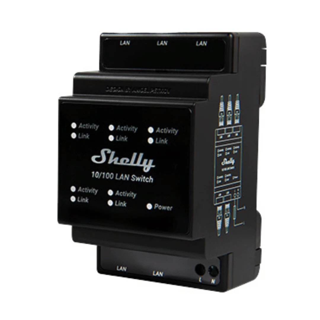 Shelly LAN Switch — Conmutador Ethernet 5 Puertos DIN Rail - Image 3