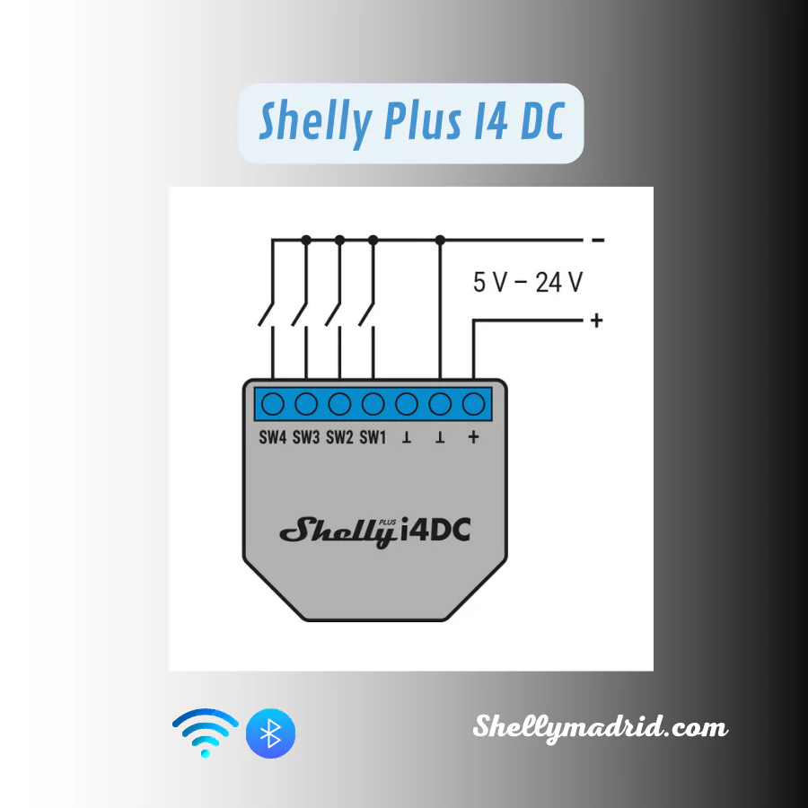 Shelly Plus I4 DC — Controlador WiFi de 4 Entradas en Corriente Continua - Image 3