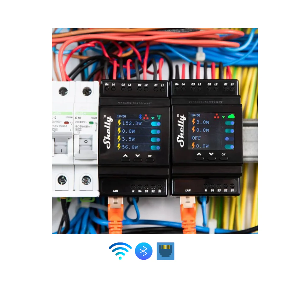 Shelly Pro 4PM v2 — Relé DIN 4 Canales con Medidor de Energía - Image 3